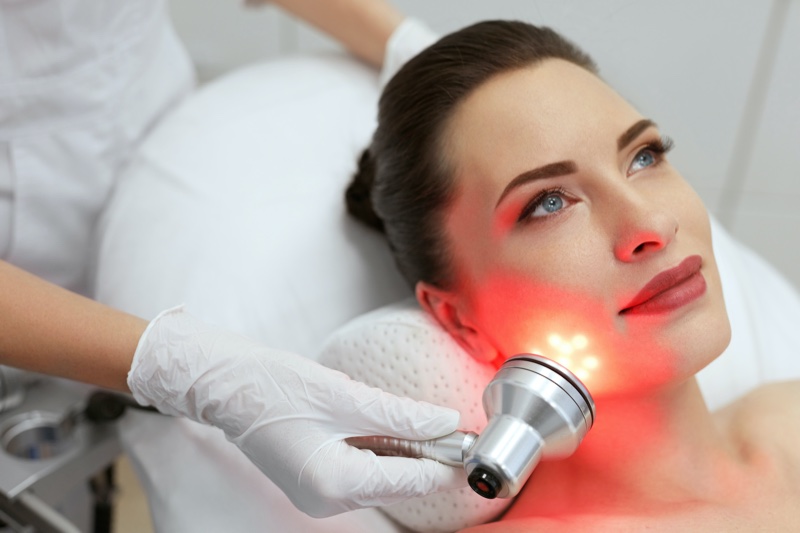 Red LED Light Therapy Woman Beauty