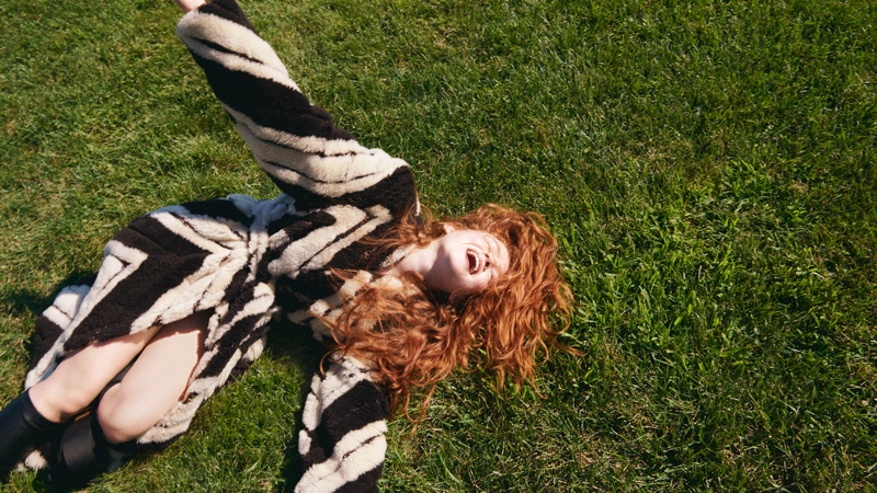 Sadie Sink Stella McCartney Faux Fur Coat