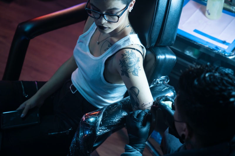 Tattoo Woman Getting Ink Shop