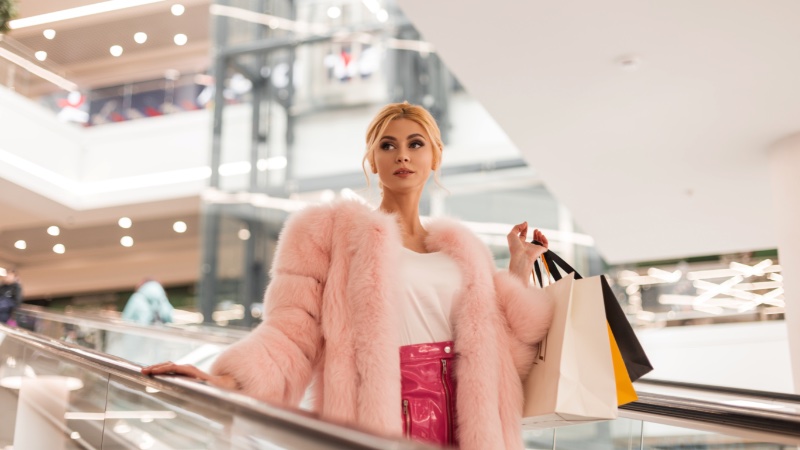 Trendy Woman Shopping Mall