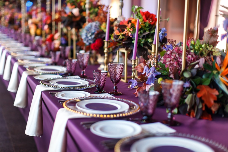 Wedding Table Plates Candles Setting