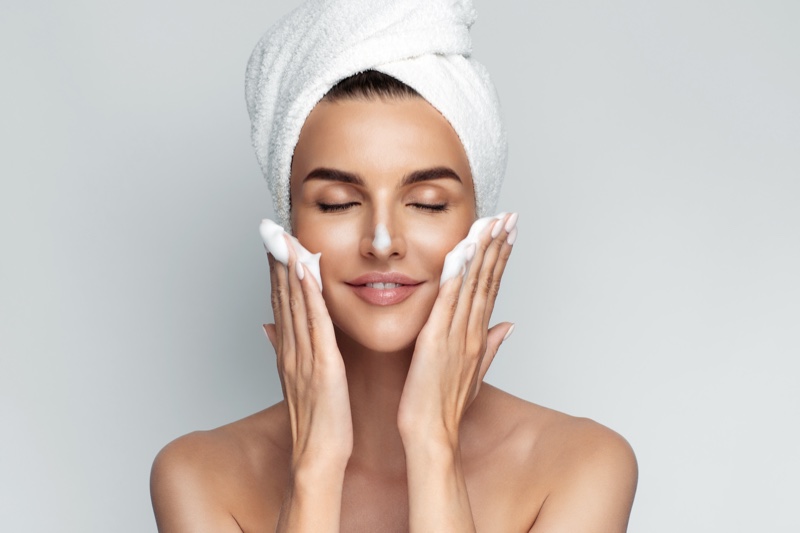 Beautiful Model Washing Face Skincare