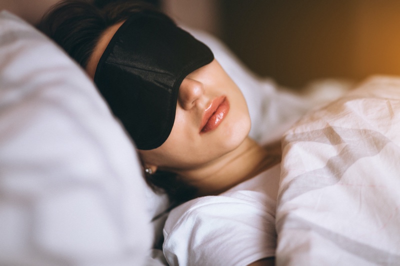 Beautiful Woman Sleeping Wearing Eye Mask