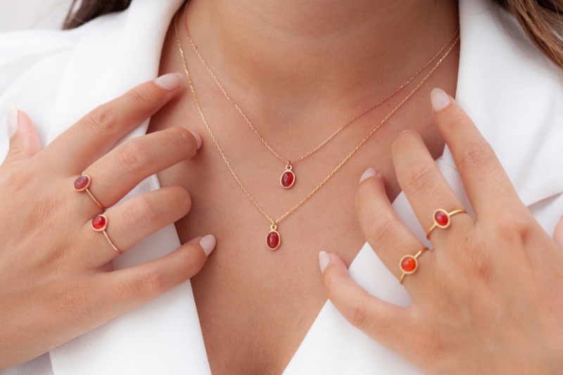 Carnelian Jewelry Necklaces Rings Gold