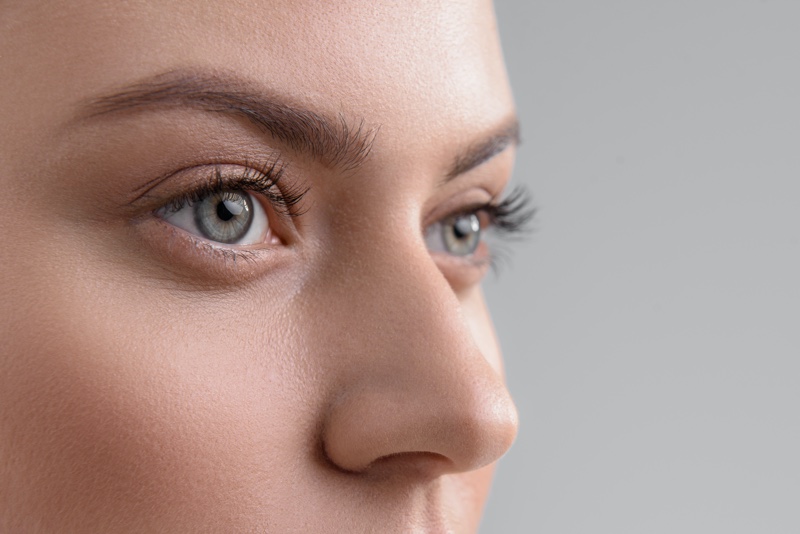 Closeup Woman Long Eyelashes