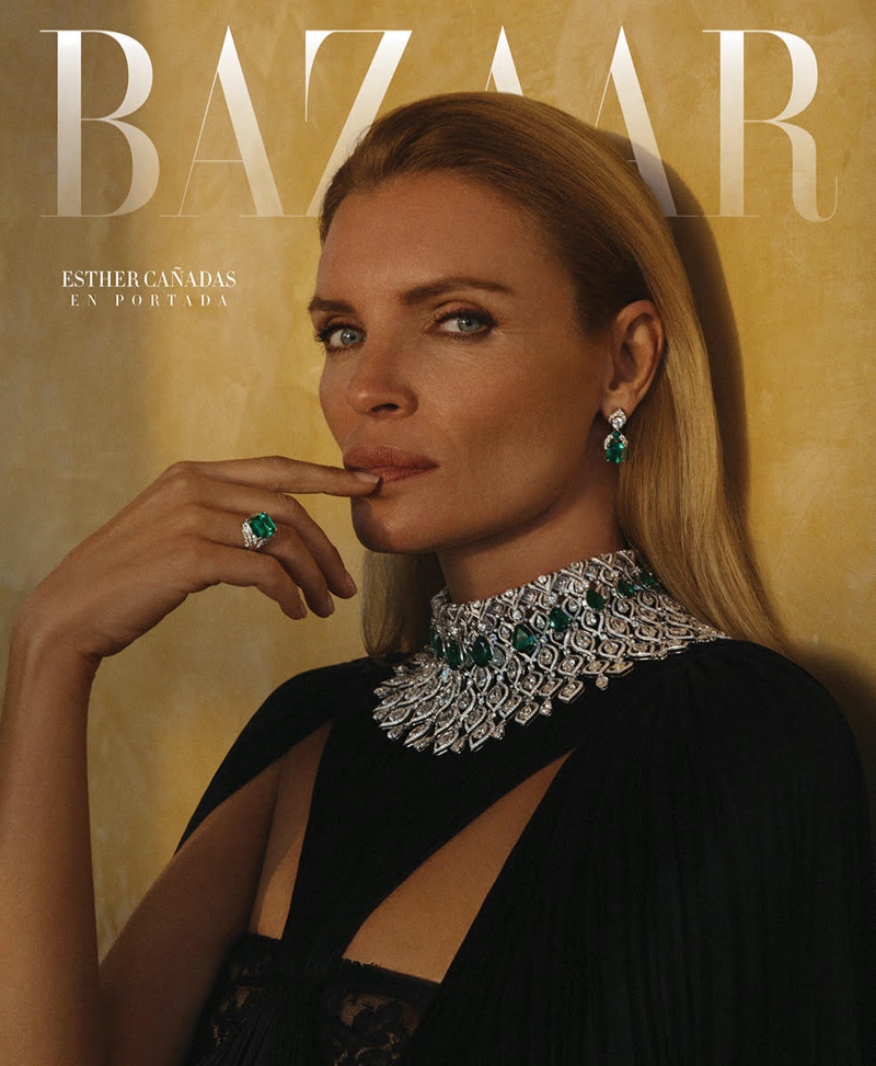 Esther Cañadas Models Glam Styles for Harper's Bazaar Mexico