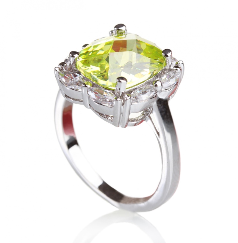 Green Diamond Ring Isolated