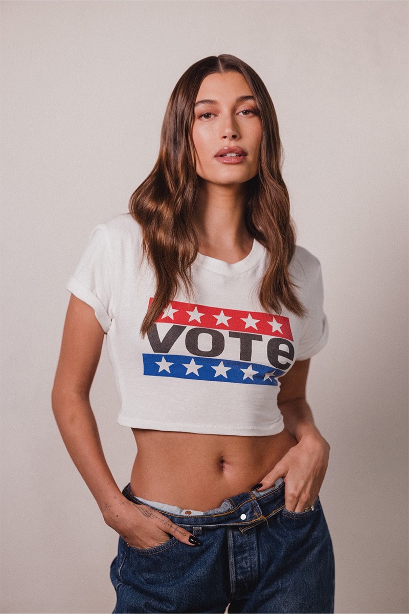 Hailey Bieber Levi's Vote Crop Top 2022