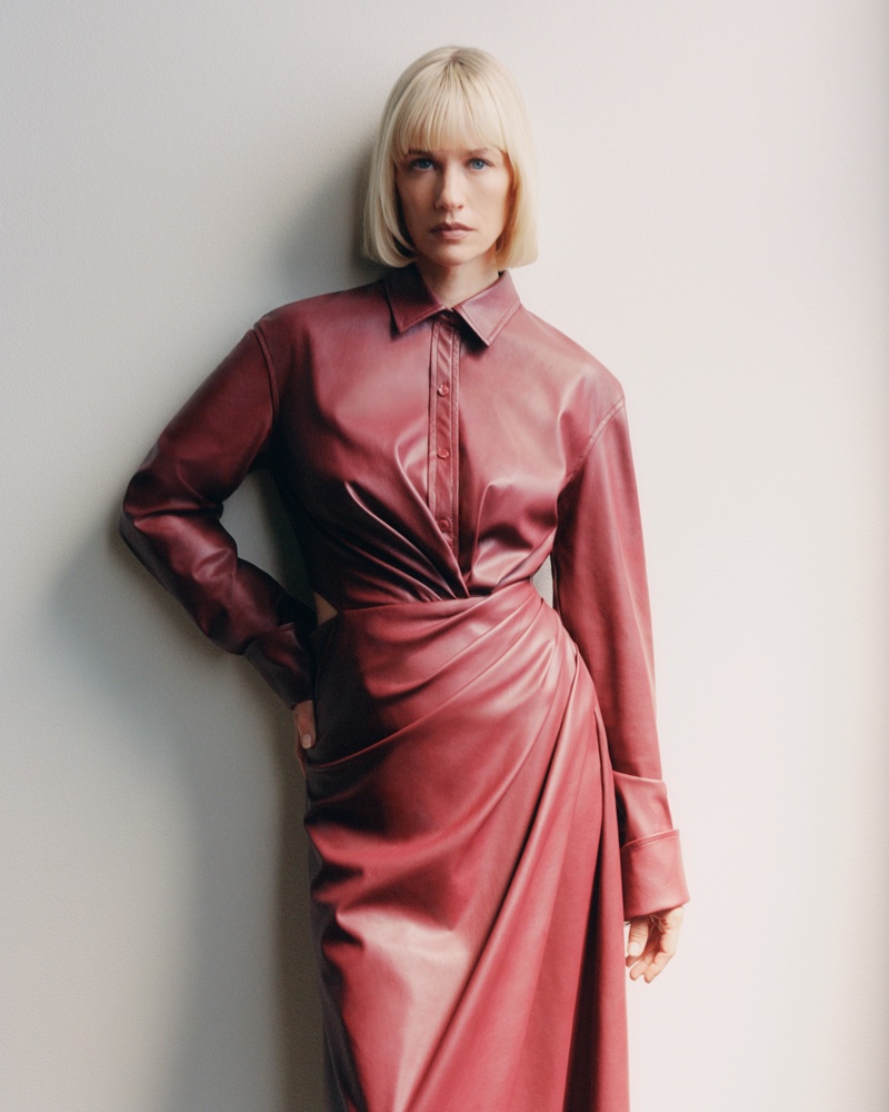 January Jones Red Leather Jonathan Simkhai