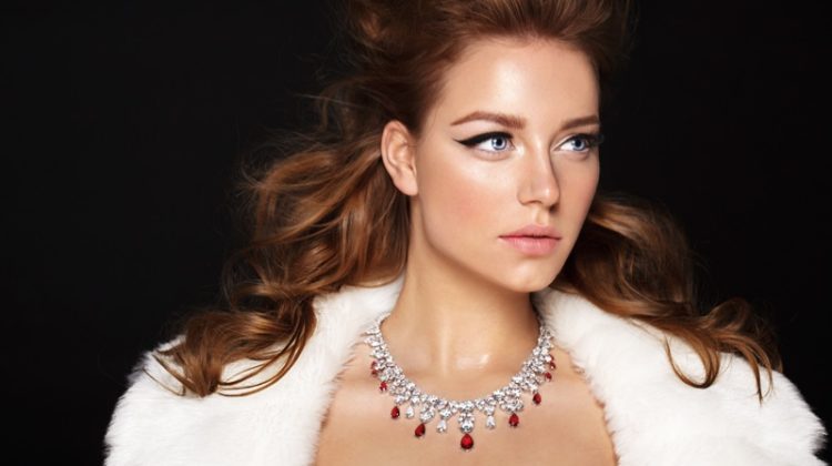 Model Diamonds Ruby Necklace Glam