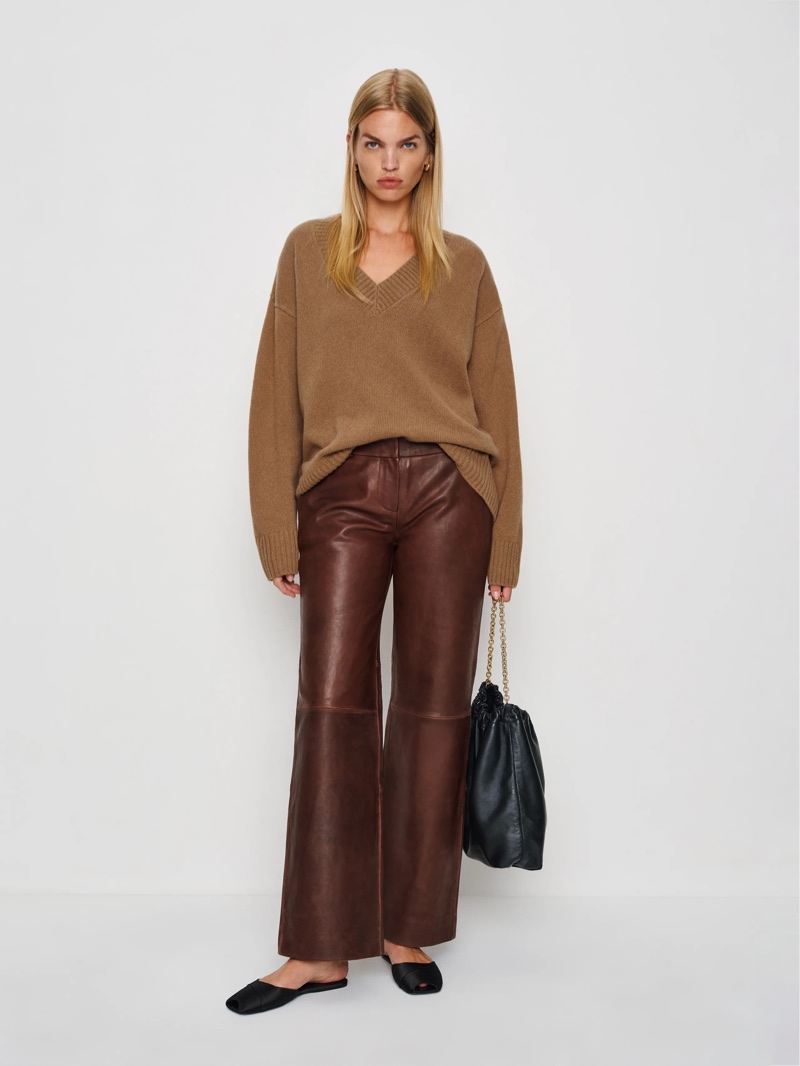 Reformation Jadey Cashmere Oversized V-neck Sweater