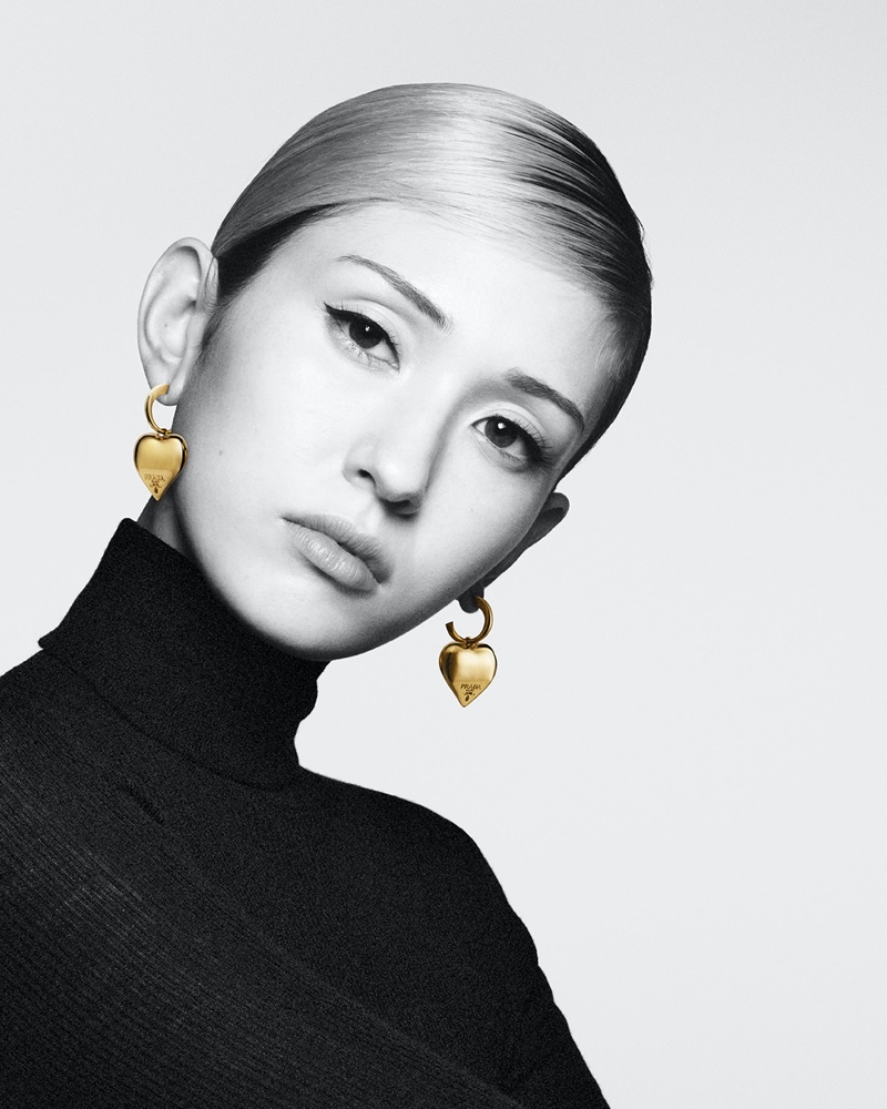 Prada Fine Jewelry Heart Shaped Gold Earrings