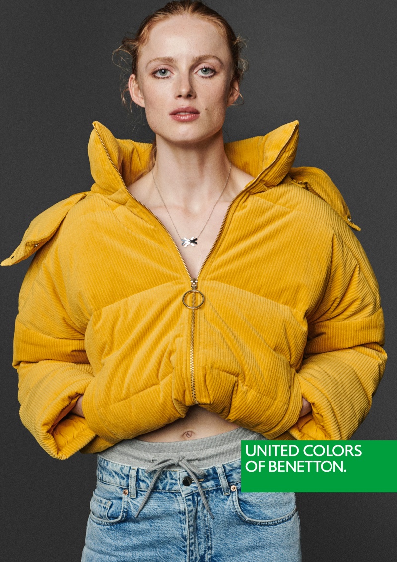 Yellow Puffer Jacket United Colors Benetton