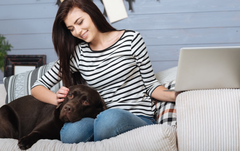 Woman Couch Dog