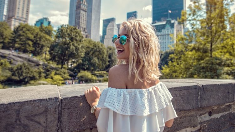 Woman New York City Skyline Sunglasses Summer Look