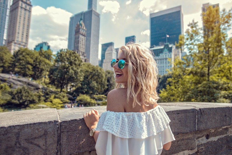 Woman New York City Skyline Sunglasses Summer Look
