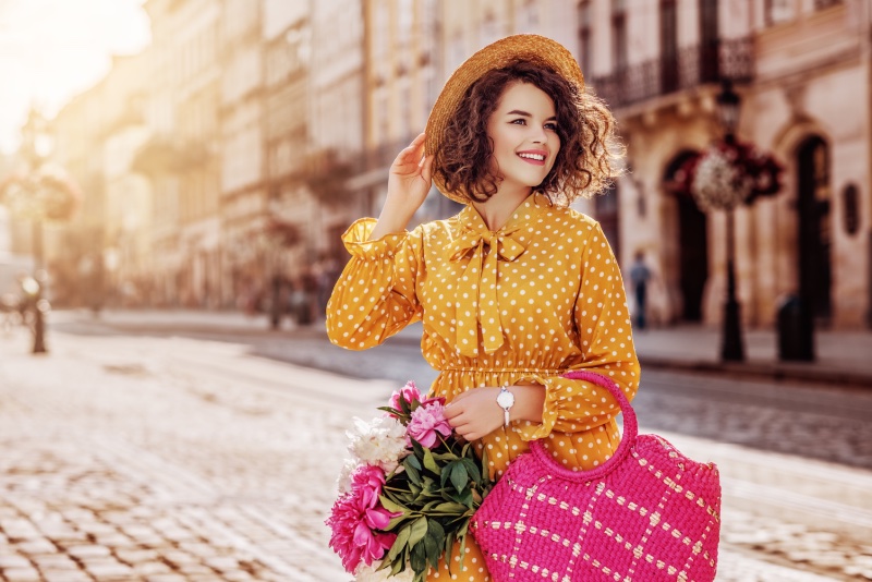 Woman Street Style Flower Bouquet