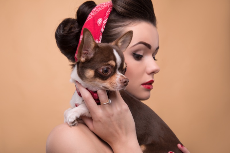 Woman Vintage Style Small Dog