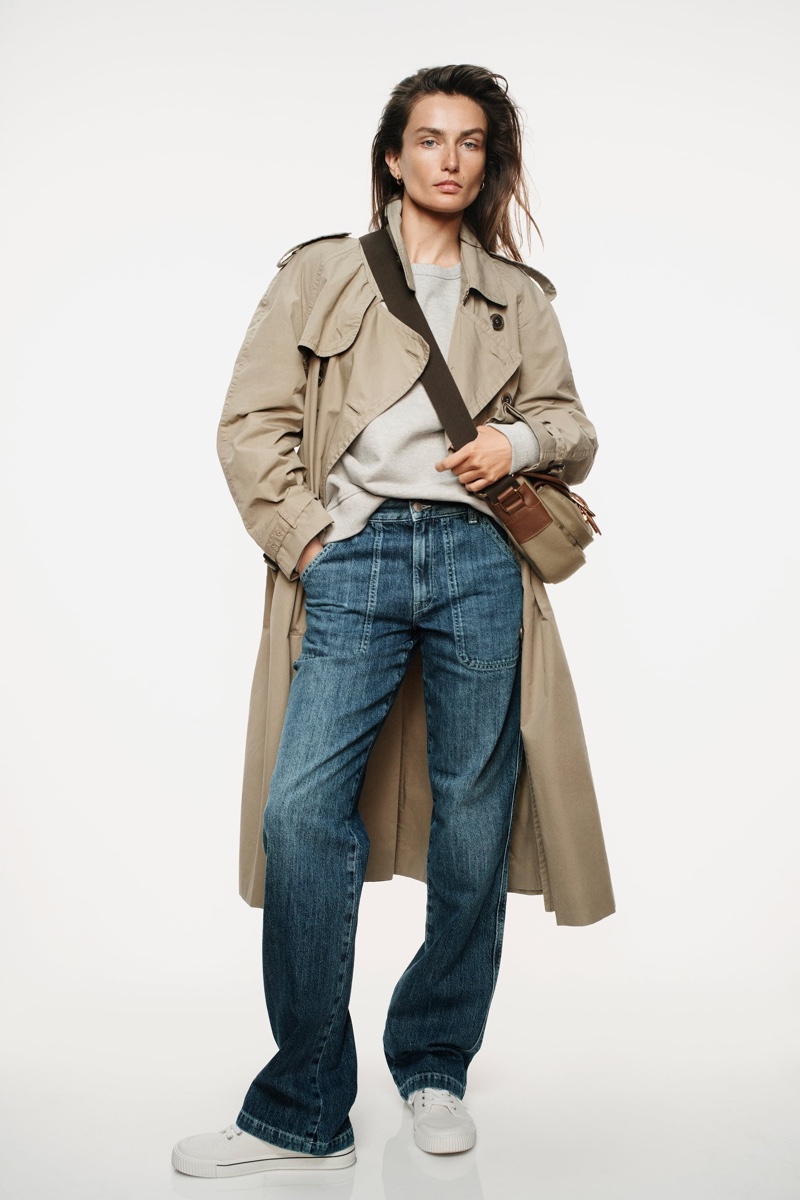 Zara Classics Trench Coat Relaxed Jeans