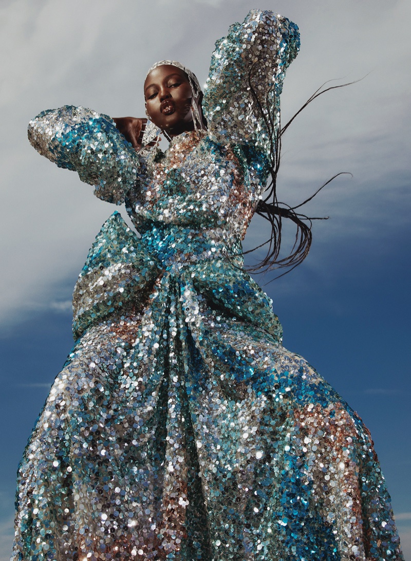 Adut Akech Gucci Sequin Gown