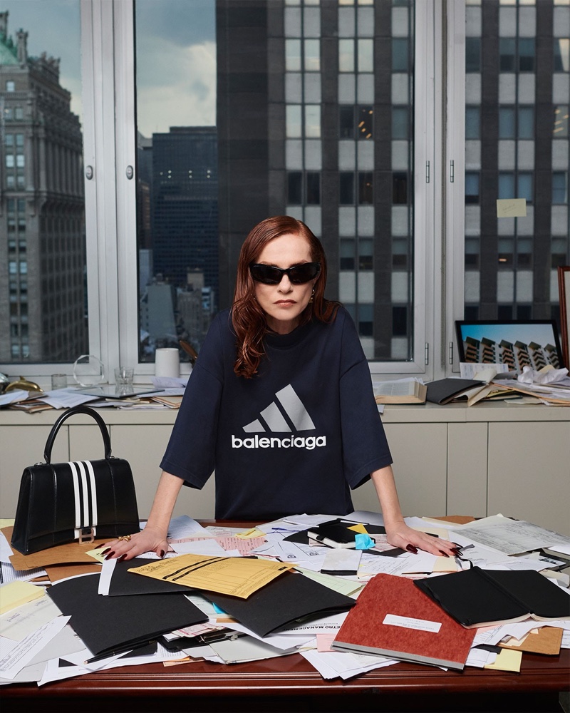 Isabelle Huppert adidas Balenciaga Hourglass Bag Campaign