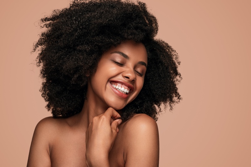 Black Woman Curly Natural Hair Beautiful