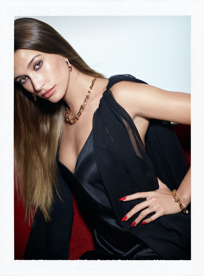Hailey Bieber Black Dress Tiffany Co Holiday 2022 Campaign