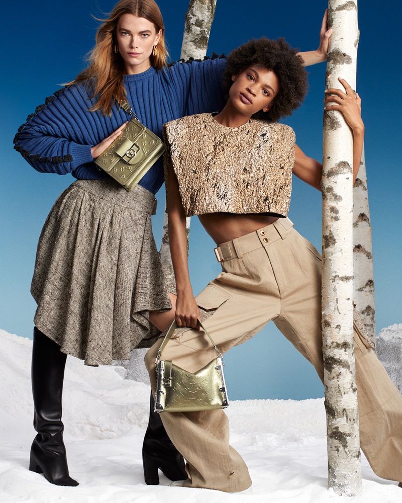 Metallic bags stand out in the Louis Vuitton Holiday 202 campaign.