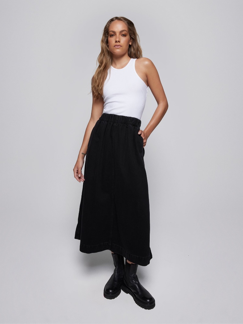 Nobody Denim Elastic Waist Skirt Black