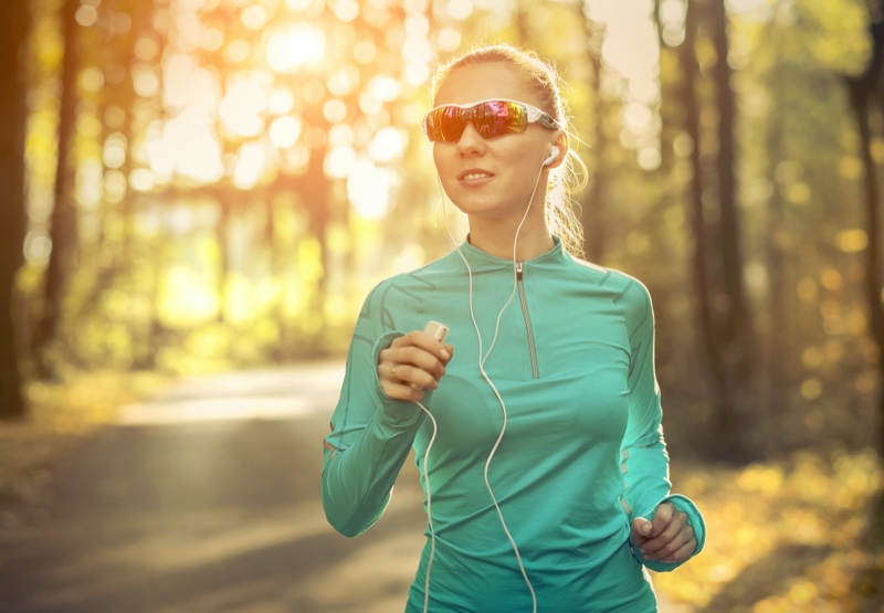 running woman wraparound sunglasses
