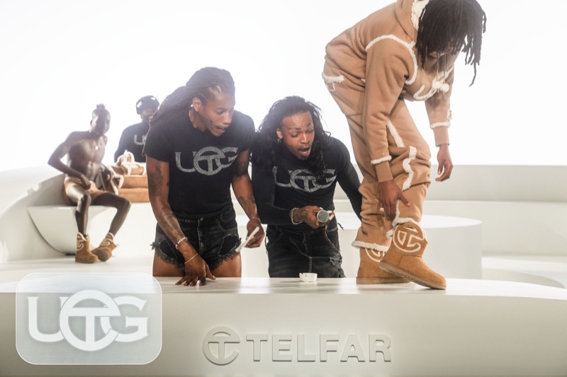 Shearling styles stand out in the UGG x Telfar fall-winter 2022 campaign.
