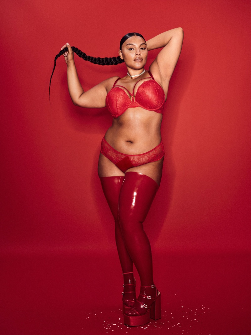 Paloma Elsesser Red Lingerie Victoria's Secret 2022