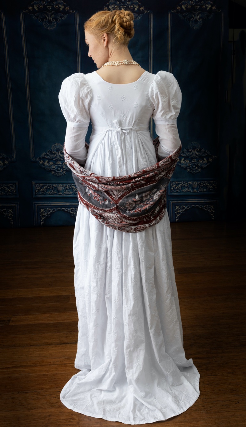 white dress shawl regency era back