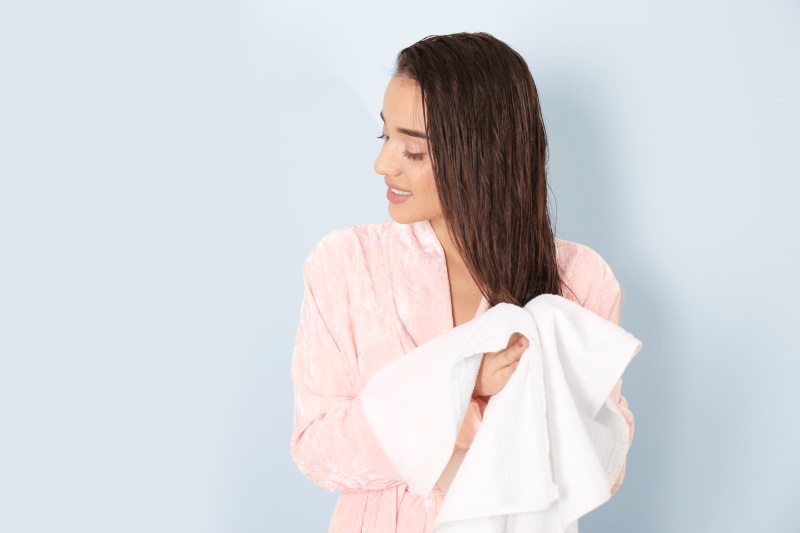 Woman Drying Hair Towel