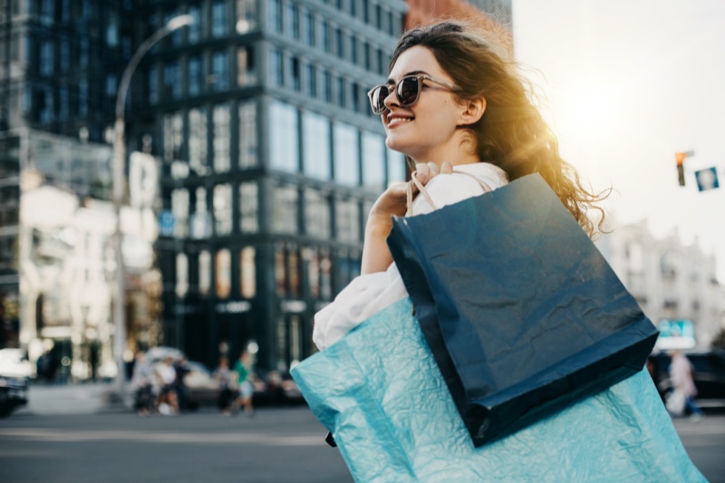 Woman Shopping Bags Street Sunglasses
