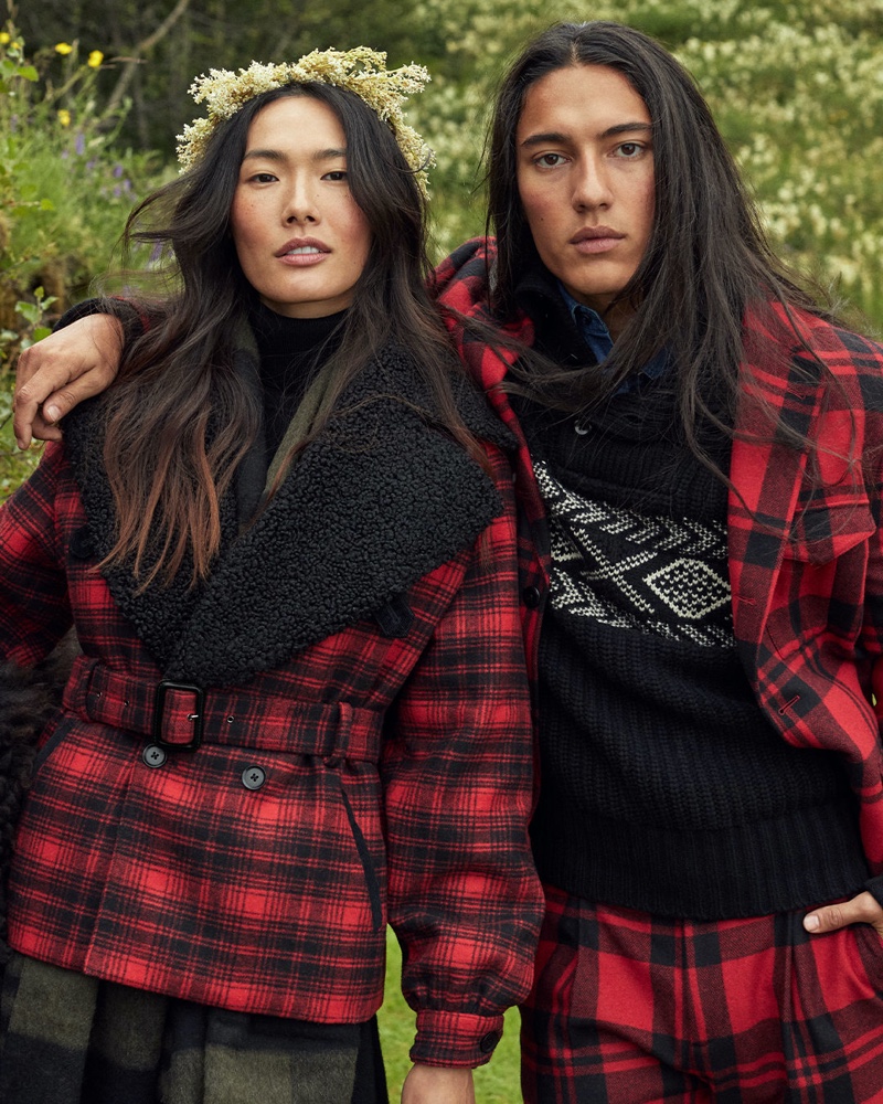 Red festive plaid stands out for Banana Republic's Holiday 2022 campaign.