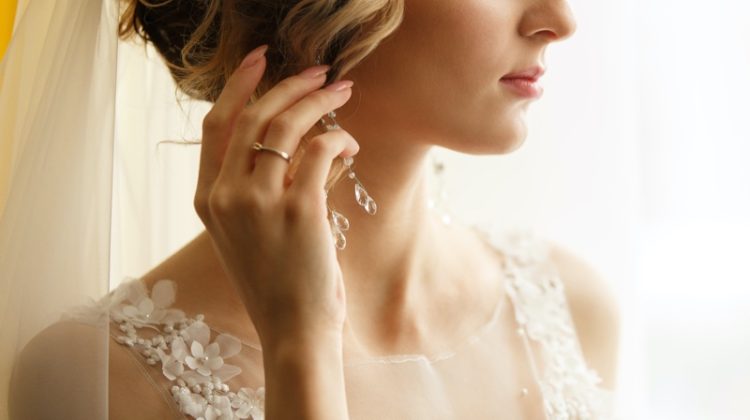 cropped bride beauty ring photo