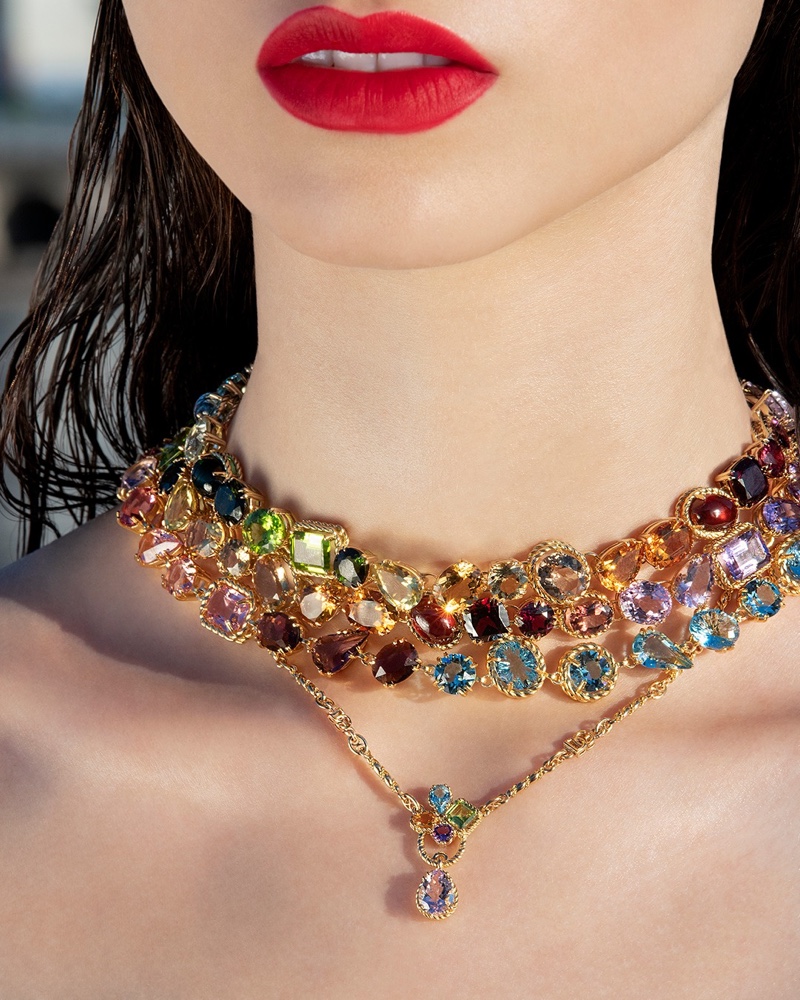 Colorful natural gemstones are featured in the Dolce & Gabbana Fine Jewelry 2022 Rainbow collection.