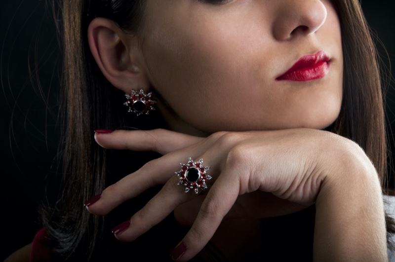 garnet ring earrings jewelry
