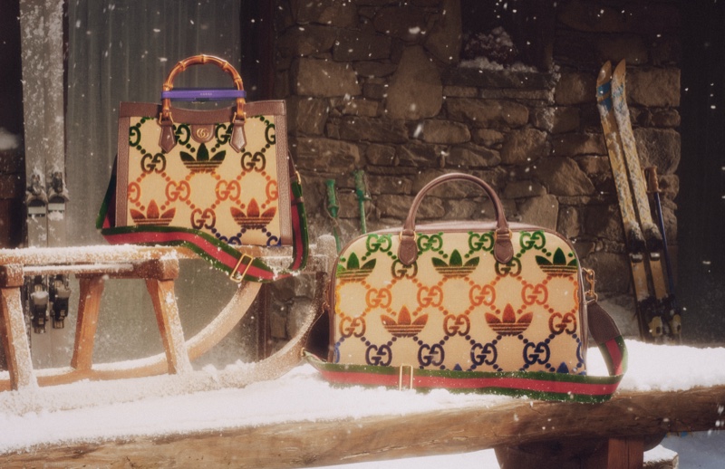 adidas x Gucci branded bags for Gucci Après-Ski 2022 collection.