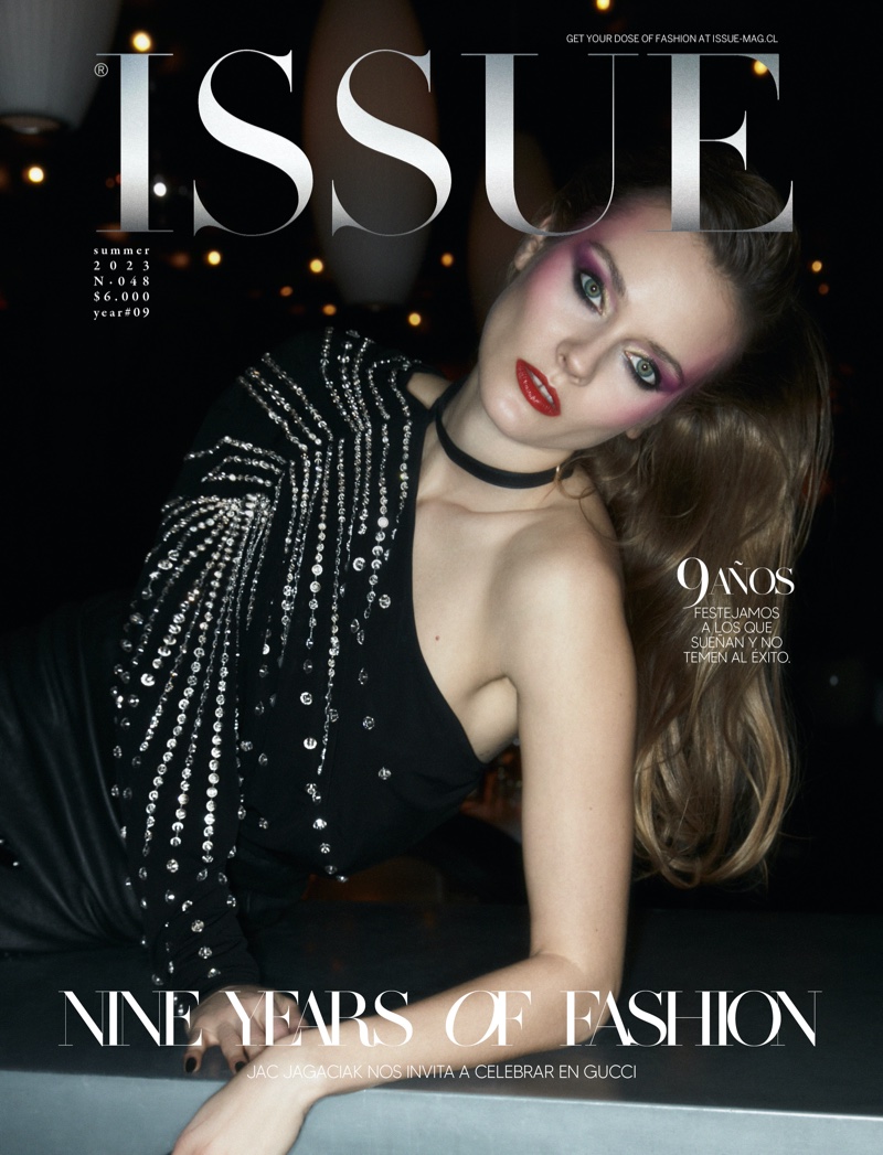 Jac Jagaciak Poses in Party Season Styles for ISSUE Magazine