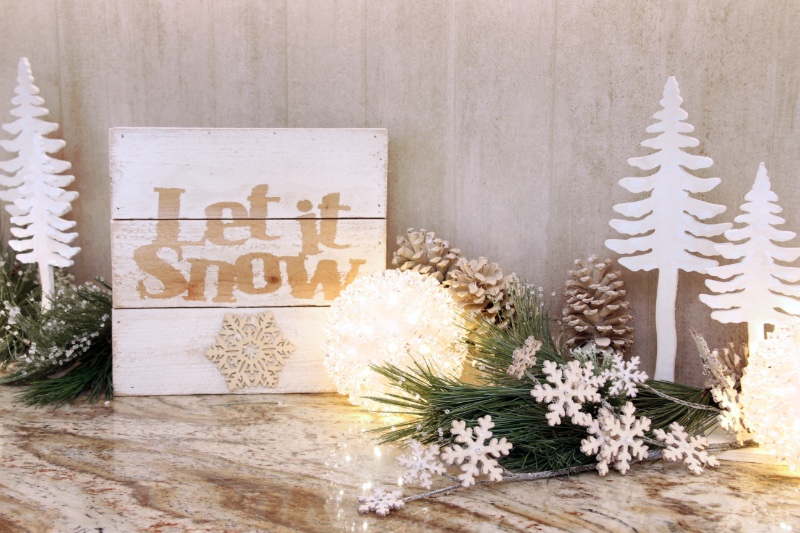 let it snow wooden sign holidays