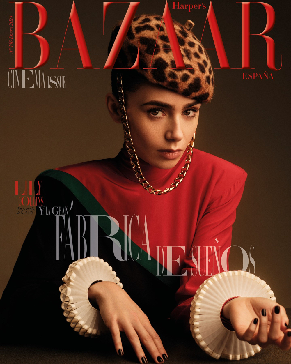 Lily Collins Harper's Bazaar Spain January 2023 Cover