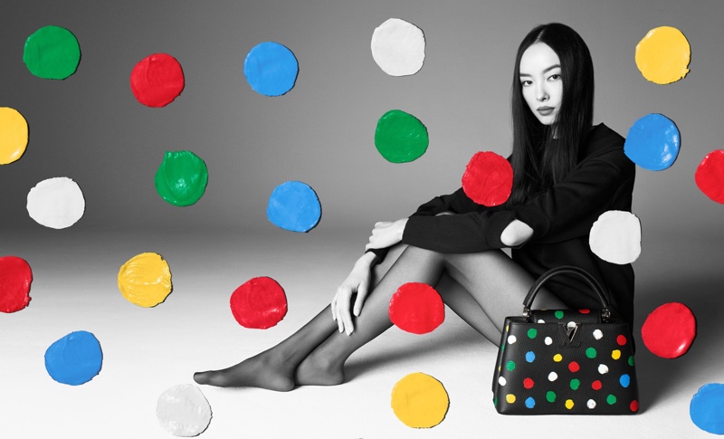 Fei Fei Sun fronts Louis Vuitton x Yayoi Kusama 2023 campaign.