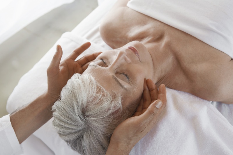 mature woman facial massage