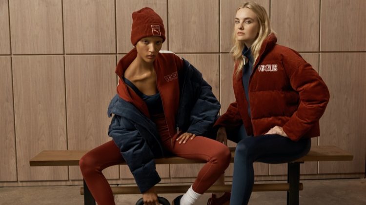 Georgia Palmer and Caroline Trentini wear outerwear styles from the PUMA x VOGUE Drop 2 collection.