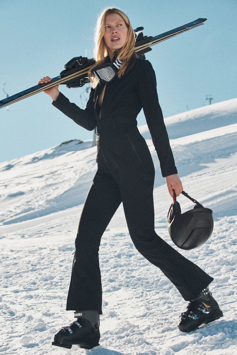 Iselin Steiro wears Zara Ski Collection Windproof & Waterproof Jumpsuit.