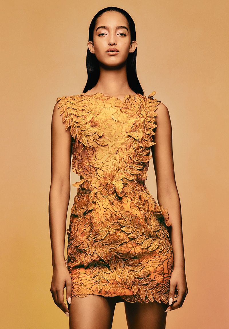 An embellished dress stands out in Alberta Ferretti spring-summer 2023 campaign.
