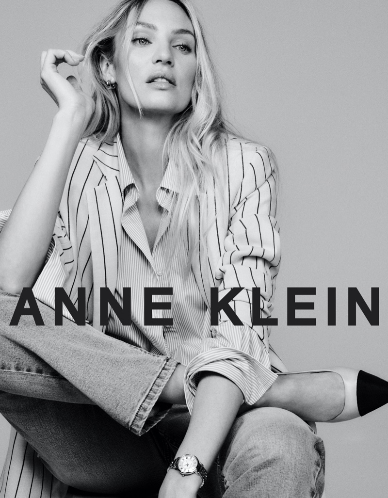Candice Swaneopoel poses in black and white for Anne Klein spring-summer 2023 campaign.