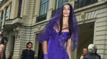 Emily Ratajkowski Purple Versace Dress Spring 2023